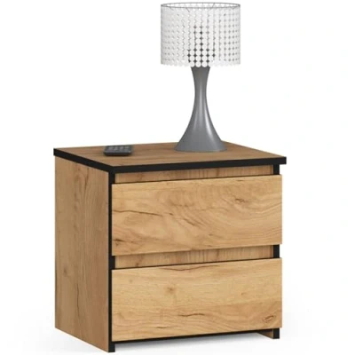 Afbeelding van AKORD Commode met 2 laden, multifunctionele kast, hoekbureau, voor thuis en op kantoor, eenvoudige montage, 40 x 35 cm, eiken Craft