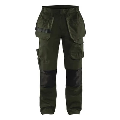 Image de Pantalon services stretch avec poches flottantes vert olive/noir