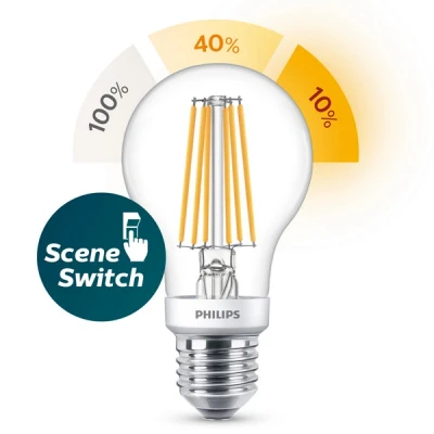 Image de Philips E27 SceneSwitch ampoule LED poire 7,5W (60W)