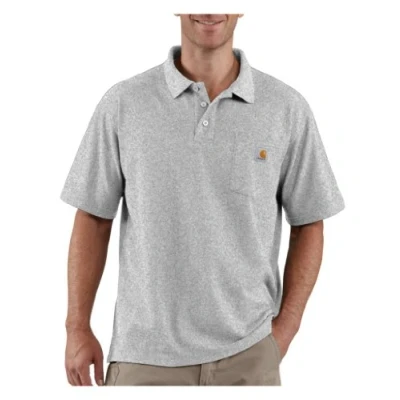 Afbeelding van Carhartt Halfdik poloshirt met korte mouwen en zak, losse pasvorm, voor heren (1 stuk), Grijs Chinees