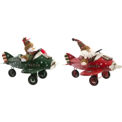 Afbeelding van Kerstversiering DKD Home Decor Vliegtuig Metaal (36,5 x 23 25 cm) (2 Stuks)