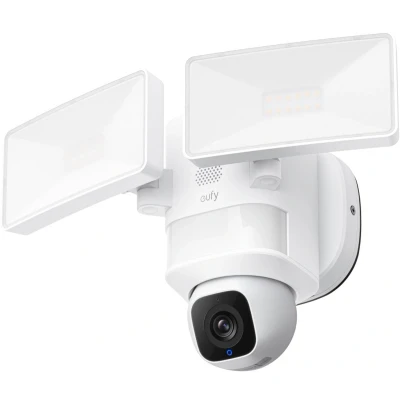 Afbeelding van eufy Floodlight Camera E30, outdoor beveiligingscamera, 360 draai en kantelfunctie, AI detectie tracering, 2K video, 2,4 GHz wifi, 2.000 lumen, aangepaste stem lichtwaarschuwingen, 24/7 opname, geen maandelijkse bijdrage wit