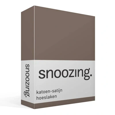 Afbeelding van Snoozing Katoen satijn Hoeslaken Tweepersoons 120x200 cm Bruin