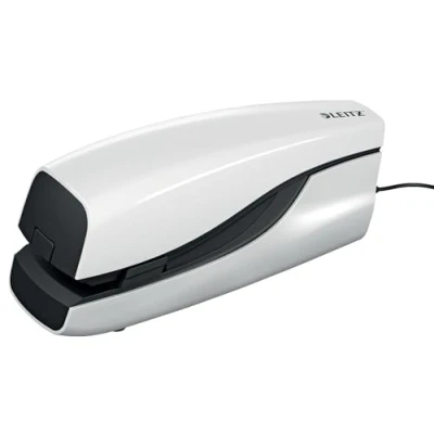 Afbeelding van Leitz Elektrische nietmachine voor kantoor, Flat Clinch, capaciteit 20 vellen, parelwit, stroomvoorziening, incl. nietjes, productlijn NeXXt, 55661001