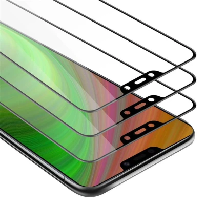 Afbeelding van Cadorabo 3x Screenprotector geschikt voor Vivo Y83 Volledig scherm pantserfolie Beschermfolie in TRANSPARANT met ZWART Getemperd (Tempered) Display beschermend glas 9H hardheid 3D Touch