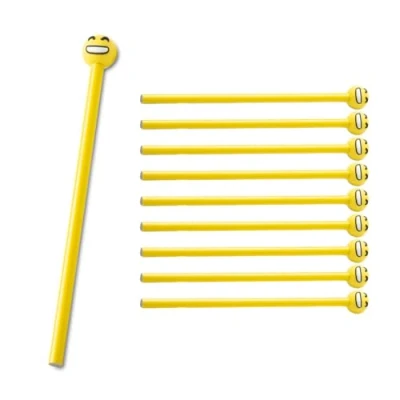 Afbeelding van WPRO 10 stuks Happy potloden met smiley opzetstuk, zonnebril en hart, motief: cartoon, emoji, kinderen, verjaardag, cadeau, jongen + meisje, klein liefde