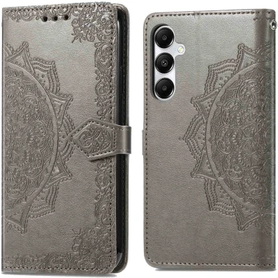 Afbeelding van iMoshion Hoesje Geschikt voor Samsung Galaxy A35 Met Pasjeshouder Mandala Bookcase Grijs
