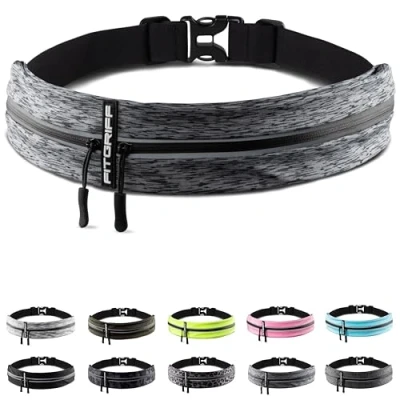 Afbeelding van Fitgriff® Hardloopriem voor telefoon, buiktas, heuptas, hardlopen, sport, fitness, waterdichte klapriem dames en heren (grijs 2, één maat iedereen)