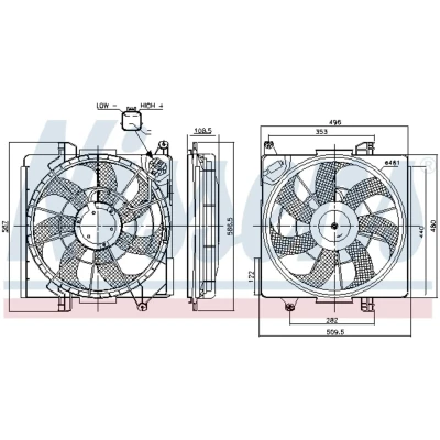 Afbeelding van NISSENS 850039 Radiator Ventilator 461 12 216 Zonder ingebouwde regelaar HYUNDAI: ix35 Van