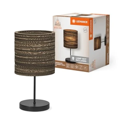 Afbeelding van LEDVANCE tafellamp Decor Karton Cilinder bruin van golfkarton, E27, 200 mm diameter, lampenkap gerecycled materiaal, duurzaam dankzij vervangbare lichtbron, eenvoudig te installeren