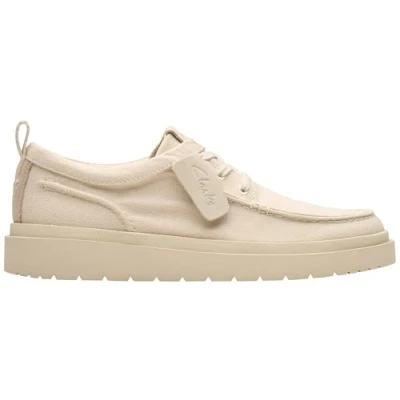 Afbeelding van Clarks Premium Polden mocassins voor heren, Gebroken wit canvas, 42 EU, 41,5 41.5 EU