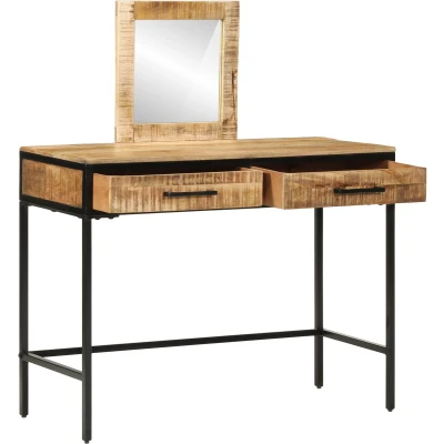 Afbeelding van vidaXL Kaptafel 100x40x75/120 cm Massief Hout Rough Mango