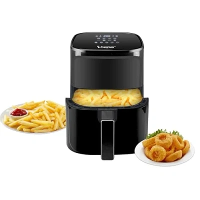 Afbeelding van BEPER P101FRI051 heteluchtfriteuse, olievrije friteuse, 5 l, touch display, 8 programma&#039;s, instelbaar tot 200 C, 60 minuten timer, automatische uitschakeling, zwart