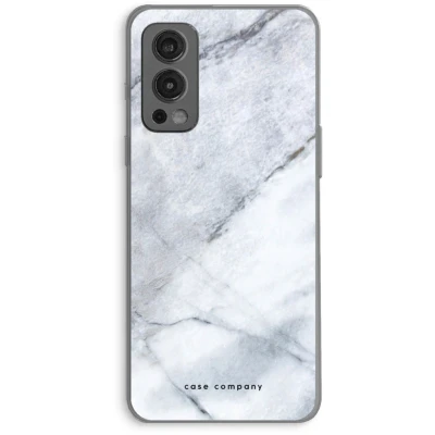 Afbeelding van Case Company® hoesje geschikt voor OnePlus Nord 2 5G Witte marmer Soft Cover Telefoonhoesje Bescherming aan alle Kanten en Schermrand
