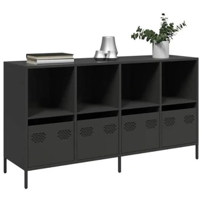 Afbeelding van vidaXL Dressoir 135x39x73,5 cm koudgewalst staal zwart