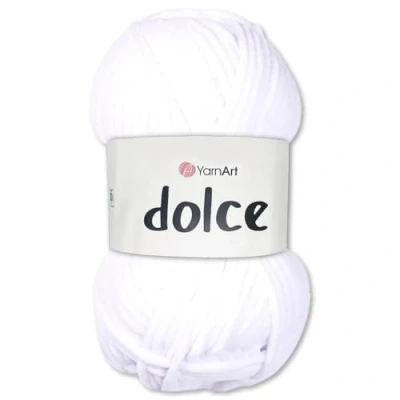 Afbeelding van Frida&#039;s Wollhaus YarnArt Dolce Bolletje Chenille breiwol, haak en amigurumi garen, 100 g, 64 kleuren, 741 wit