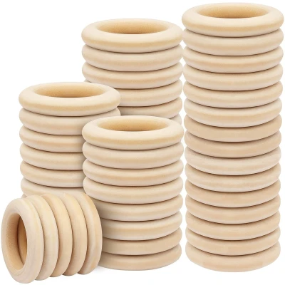 Afbeelding van Kurtzy Natuurlijk Houten Ringen (50 Pak) 55mm Buitendiameter met 35mm Binnendiameter Onbewerkte Ring Voor Kunst &amp; Hobby, DIY, Home Decor, Sieraden Maken, Hanger Connectoren