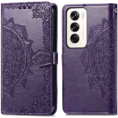 Afbeelding van imoshion Hoesje Geschikt voor Oppo Reno 12 Met Pasjeshouder Mandala Bookcase Paars
