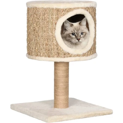 Afbeelding van vidaXL Kattenmeubel met huis en krabpaal 52 cm zeegras