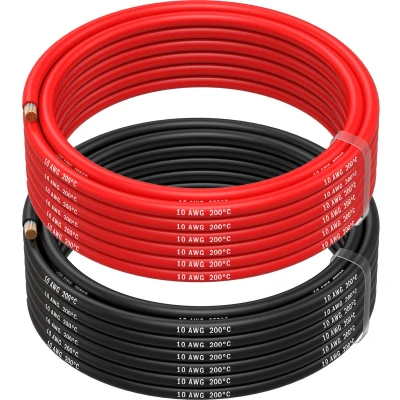 Afbeelding van MMOBIEL Elektrische kabel 10 AWG gauge (5,26 mm²) vertind koperen 2 aparte draden, rood en zwart, elk 5 m / 16,4 ft voor drones, 3D printers, batterijen, luidsprekerdraden, ledstrips