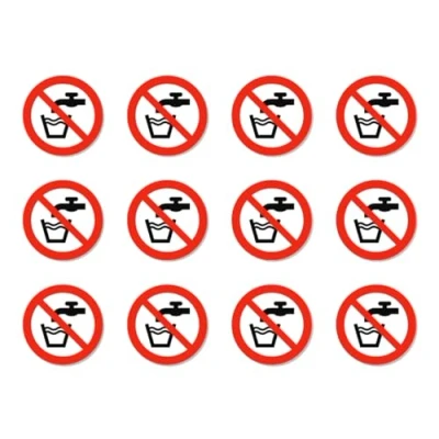 Afbeelding van Geen drinkwater, verbodsbord P005, DIN EN ISO 7010, ASR A1.3, sticker: Ø 2,5 cm, 12 stuks