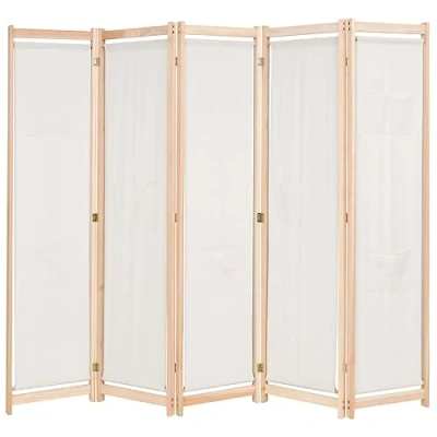 Afbeelding van Kamerscherm met 5 panelen 200x170x4 cm stof crème