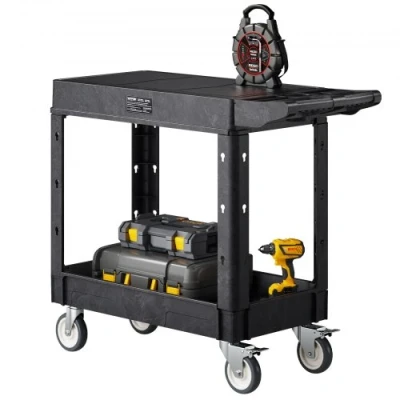 Image de VEVOR Chariot de Service Desserte Roulettes Utilitaire 2 Niveaux 1015x450x850 mm