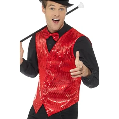 Afbeelding van SMIFFY&#039;S Rood gilet met lovertjes voor volwassenen M