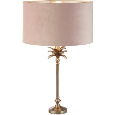 Afbeelding van Searchlight Palm Tafellamp Ø 38 X 65 Cm Antiek Nikkel En Roze
