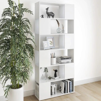 Afbeelding van Boekenkast/kamerscherm 80x24x186 cm spaanplaat wit