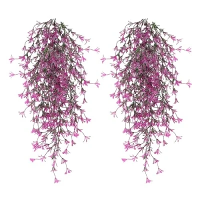Afbeelding van Set van 2 groene hangplanten 78 cm, kunstplanten om op te hangen als echte kunstplanten, onderhoudsvrij, voor bruiloft, kantoor, tuin, feest, decoratie