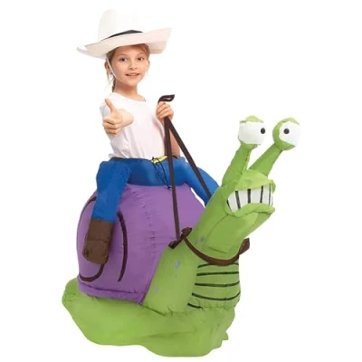 Afbeelding van Opblaasbare slak vermomming voor kinderen Maat 90 tot 120cm gemaakt van zeer resistent polyester aangenaam om te dragen Inclusief opblaassysteem Reuzedier OriginalCup®