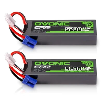 Afbeelding van OVONIC Lipo 2S accu 7,4 V 5200 mAh 120 C met EC5 stekker voor auto, truggy, quadcopter, helikopter, vrachtwagen, boot, vliegtuig