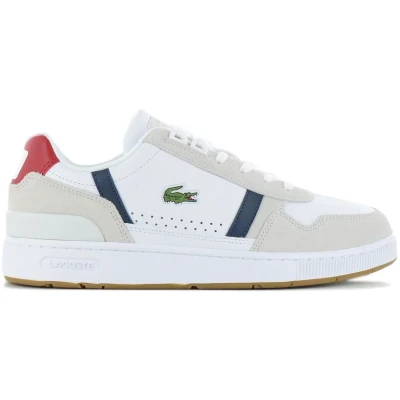 Afbeelding van Lacoste Tclip Sneakers laag, Heren, Maat: 44, White/navy/red Leer