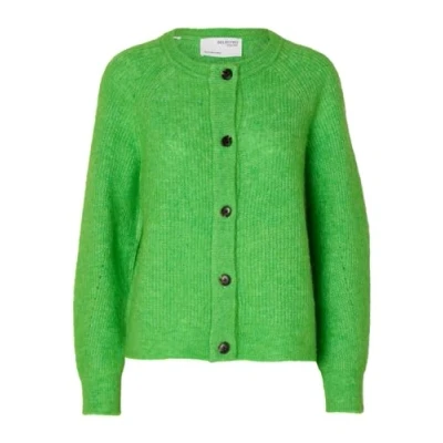 Image de SELECTED FEMME Slflulu Ls Cardigan court en tricot pour femme, vert classique, XS