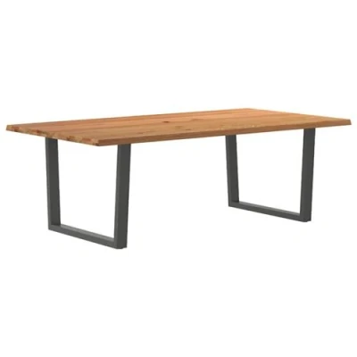 Image de vidaXL Table à manger avec bord naturel 220x120x74cm bois massif chêne3305122