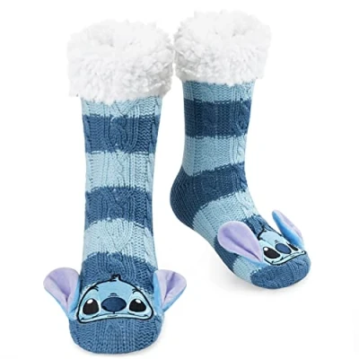 Afbeelding van Disney Stitch Mickey Minnie Antislipsokken voor dames, fantasiesokken, cadeau dames en meisjes, jongeren, Blauwe