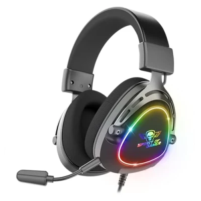 Afbeelding van Spirit Of Gamer Elite H40: RGB hoofdtelefoon, multi platform PC/PS5/PS4/XBOX/Switch, stereo hoofdtelefoon 3,5 mm jack/HP 40 mm/Ultra Light (230 g), nylon hoofdband en oorkussens, afneembare microfoon
