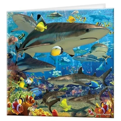 Afbeelding van 3D LiveLife Deluxebase Lenticulaire haaienkaart kleurrijk voor alle gelegenheden en leeftijden Originele gelicentieerde illustratie van de beroemde kunstenaar David Penfound