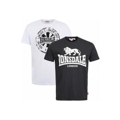 Afbeelding van Lonsdale Doppelpack Tshirt print, Heren, Maat: XXL, Black white