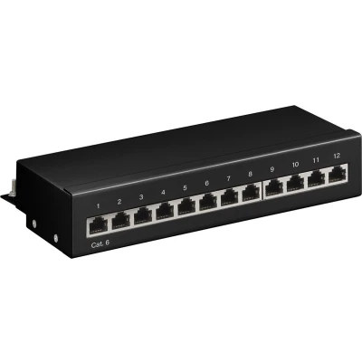 Afbeelding van CAT6 Gigabit Desktop Patch Panel 1U met 12 poorten afgeschermd / zwart