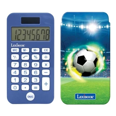Image de Lexibook, Zakrekenmachine Voetbal met Beschermkap, Klassieke en Geavanceerde Functies, Op Batterijen Zonne energie, Blauw, C45FO