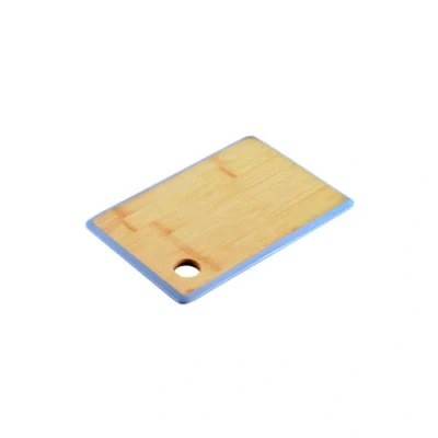 Afbeelding van Kesper Keuken voedsel bereiden snijplank 23 x 15 cm bamboe hout blauwe rand luxe versie