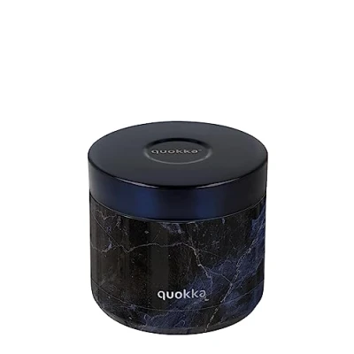 Afbeelding van Quokka Whim Black Marble 600 ml Thermische voedselcontainer van roestvrij staal houdt de temperatuur vast