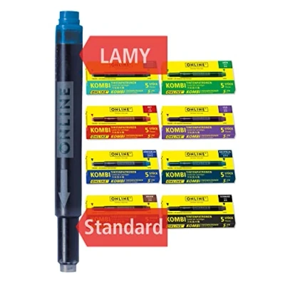 Afbeelding van Online Lamy inktpatronen, 40 stuks, gekleurd compatibel met Pelikan, Stabilo enz., universele combi voordeelverpakking, meerkleurige reservepatronen