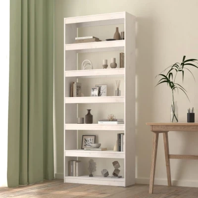 Afbeelding van Boekenkast/kamerscherm 80x30x199,5 cm massief grenenhout wit