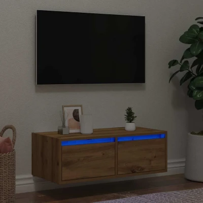 Afbeelding van vidaXL Tv meubel met LED verlichting 75x35,5x25 cm artisanaal eiken
