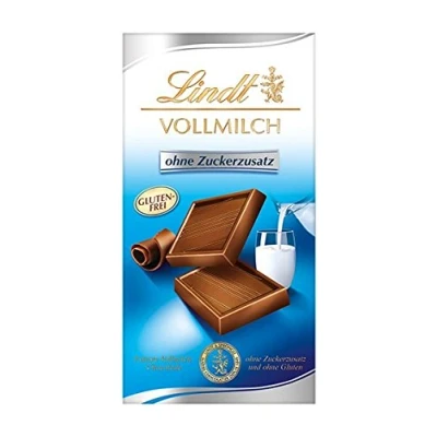 Afbeelding van Lindt volle melk chocolade zonder toegevoegde suiker (fijnste Chocolade, suikervrij en gluten) 4 stuks (4 x 100 g)