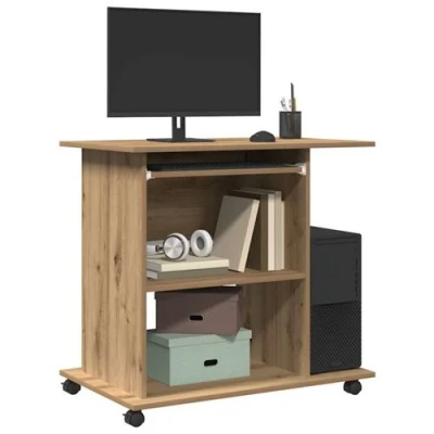 Image de vidaXL Bureau d&#039;ordinateur chêne artisanal 80x50x75 cm bois ingénierie856053