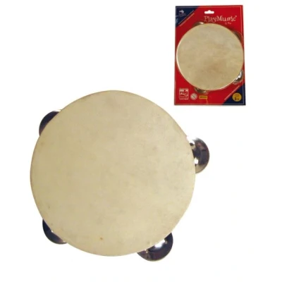 Image de Tambour de Basque en bois et cuir 14 cm